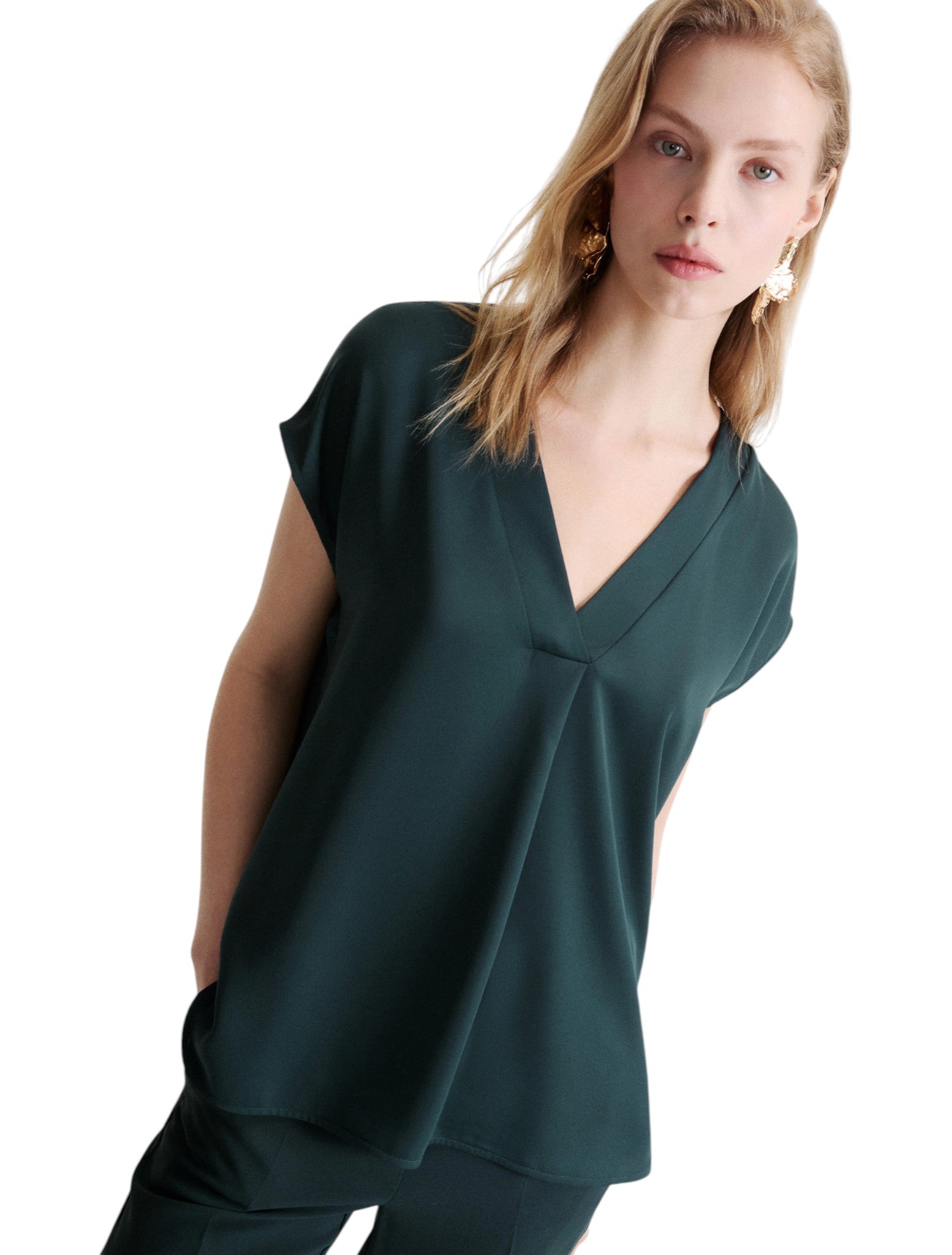 Camicia a Maniche Corte 2623116033200 BRINA Blu Pavone