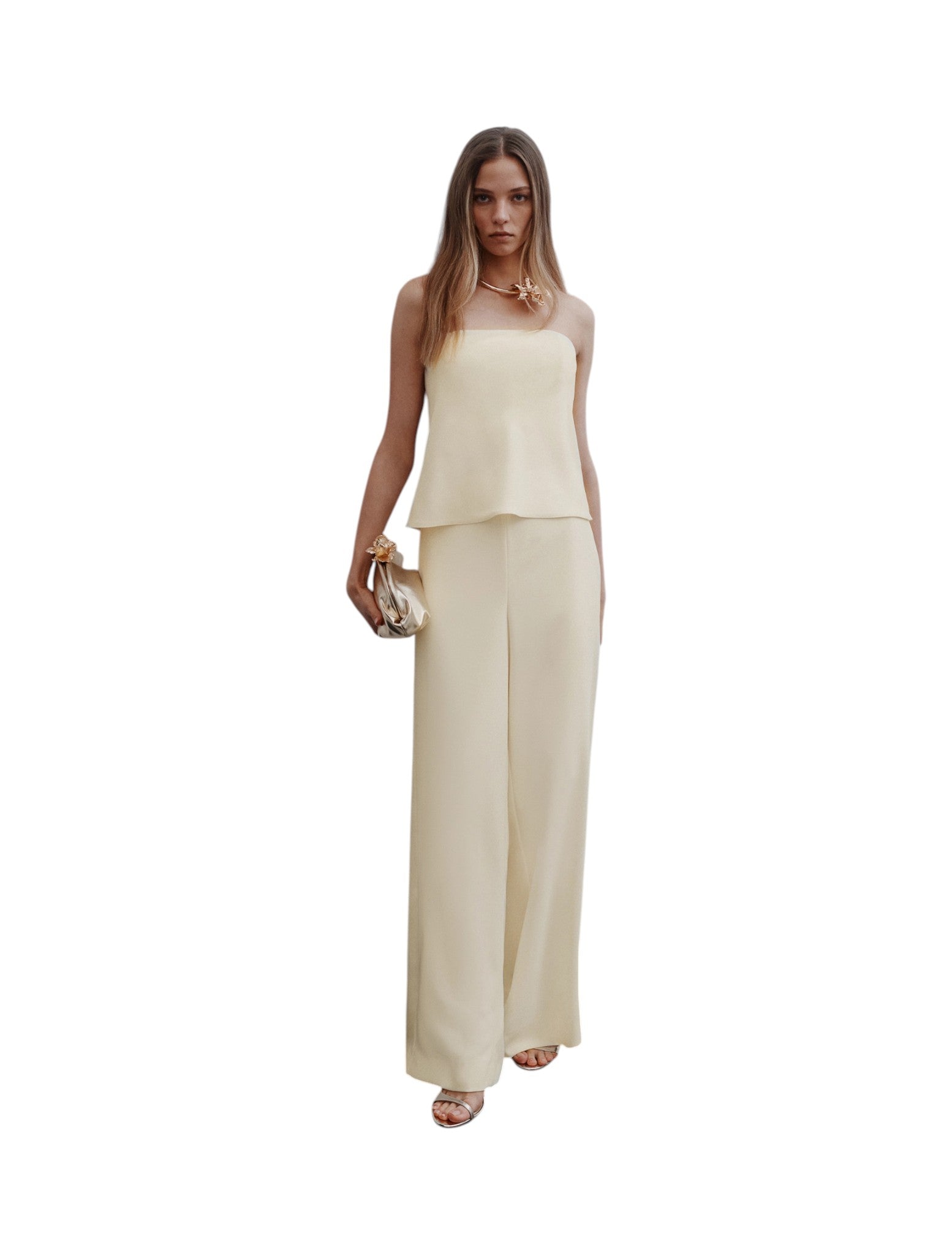 Pantaloni 2623136033200 MLTREFOLO Panna