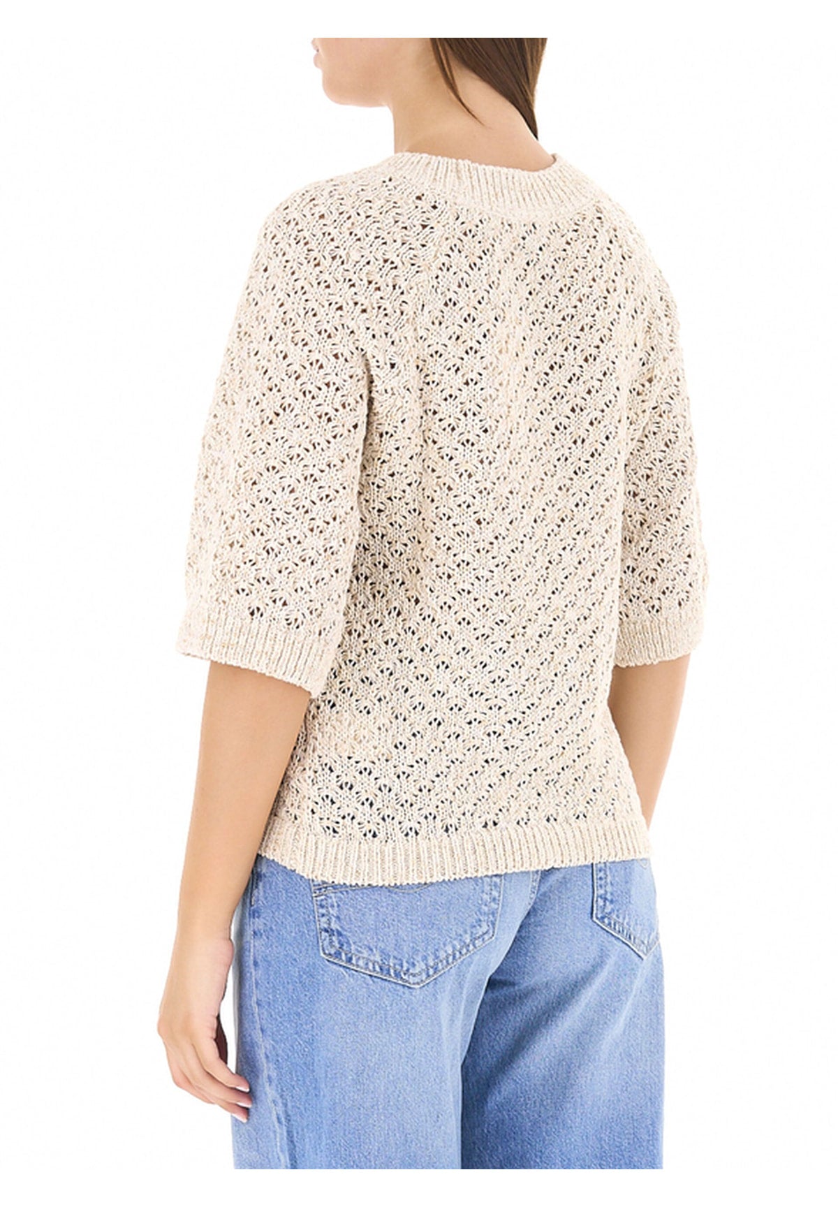 Maglione con Scollo a V Amber PL7000161 Mousse White