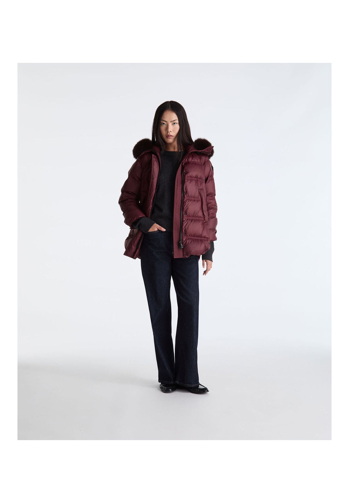 Piumino Pesante Ped5439 TAKAN MQN 04 FUR Rosso Prugna