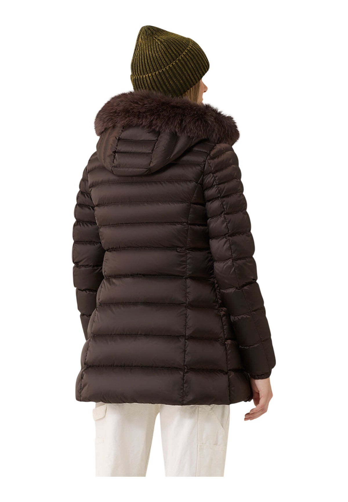 Piumino Pesante W98118 Ra0035 LONG MEAD FUR JACKET Black Coffee