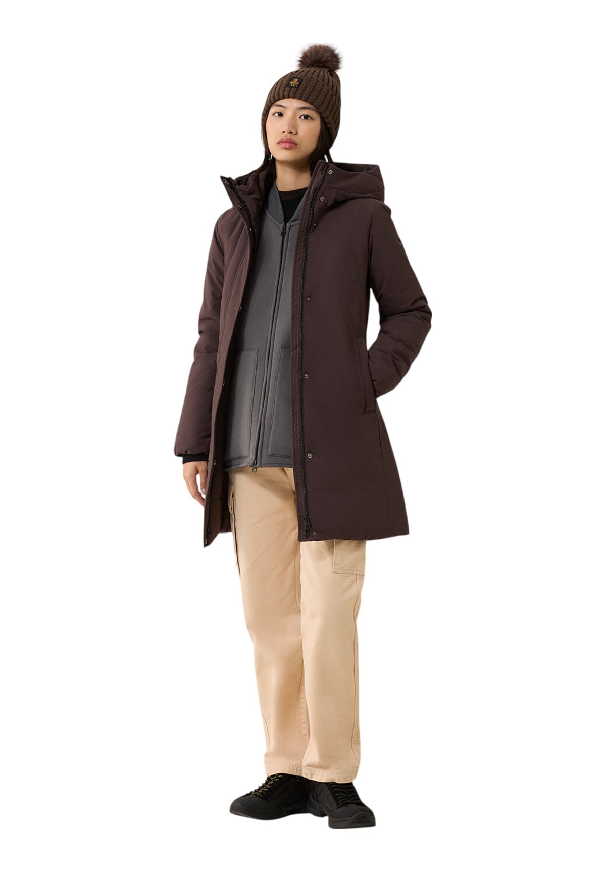Giubbotto W88900 Pl2108 LONG NEBLA TECH JACKET Black Coffee