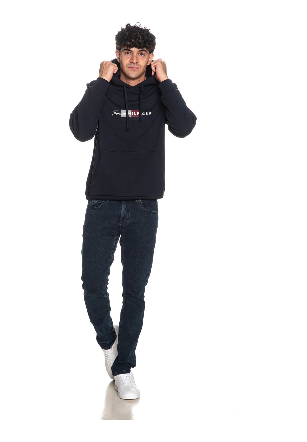 Felpa Pullover con Cappuccio Script Flag Hoodie MW0MW43220 Desert Sky