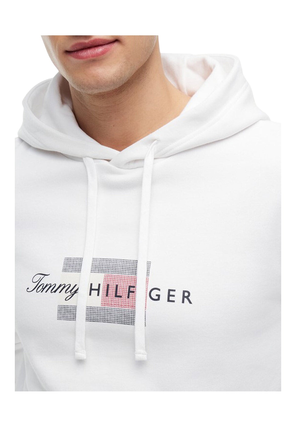 Felpa Pullover con Cappuccio Script Flag Hoodie MW0MW43220 White