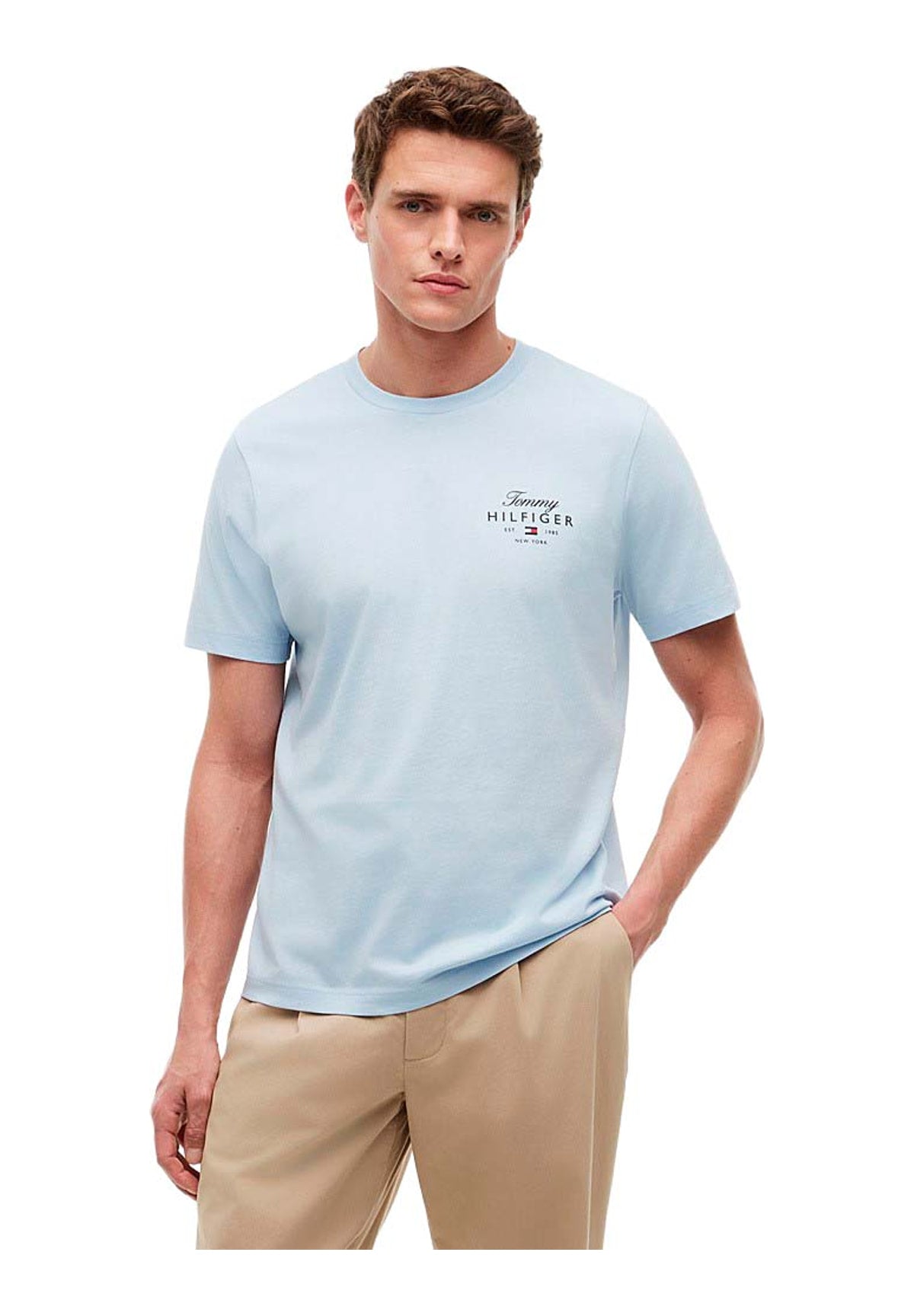 T-shirt a Maniche Corte Script Stack Regular MW0MW43224 Breezy Blue