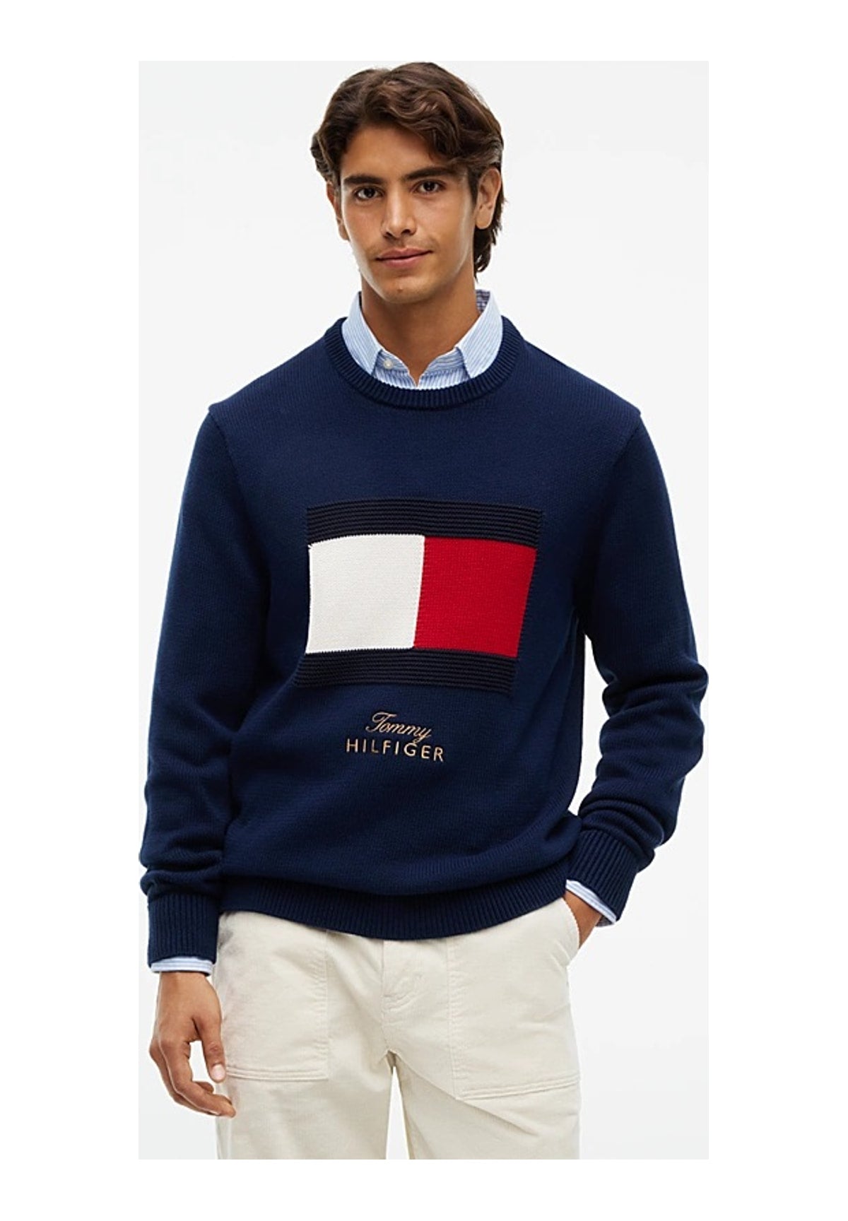Maglione Girocollo Gifting Flag Crew Ne MW0MW44816 Carbon Navy