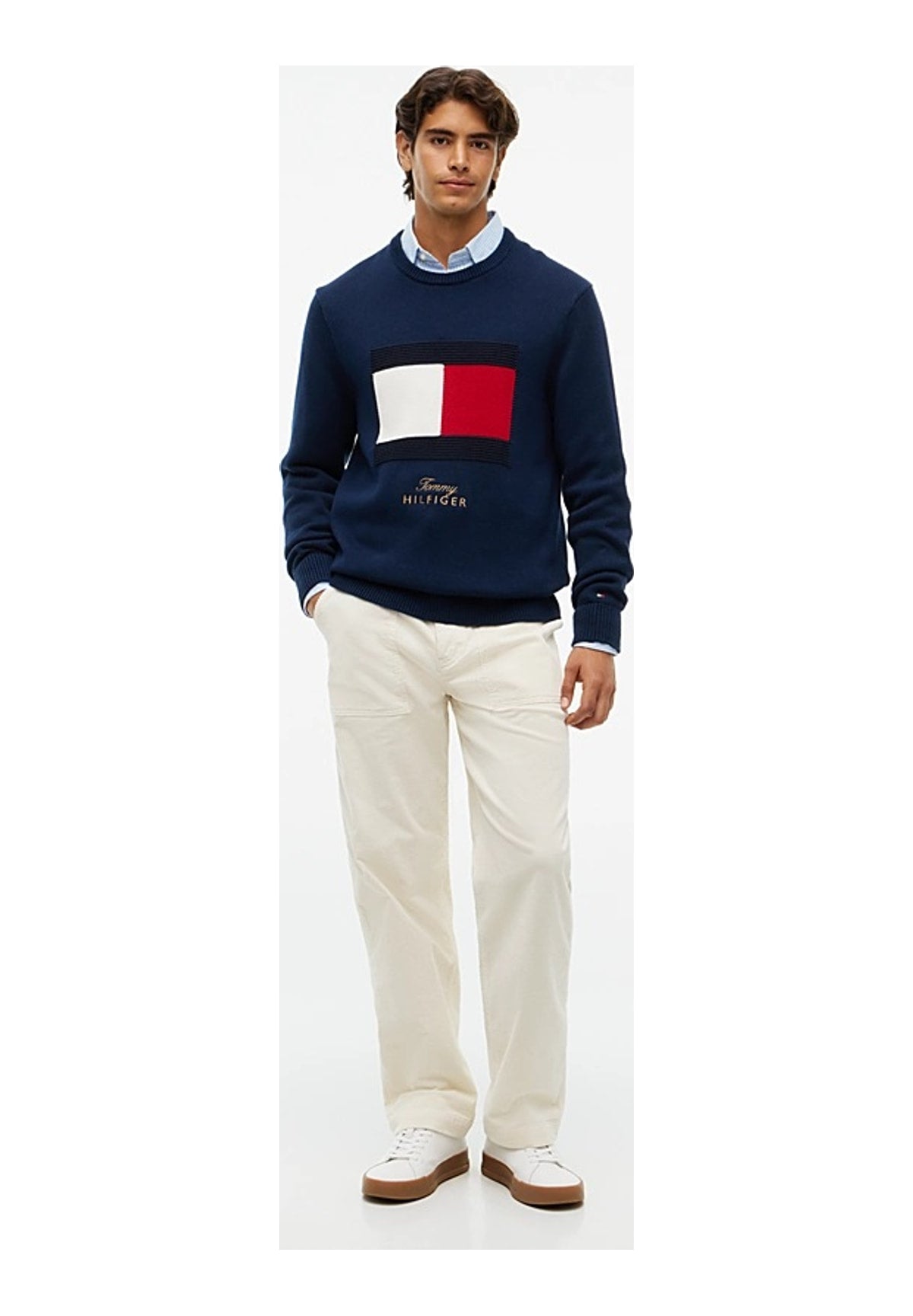 Maglione Girocollo Gifting Flag Crew Ne MW0MW44816 Carbon Navy