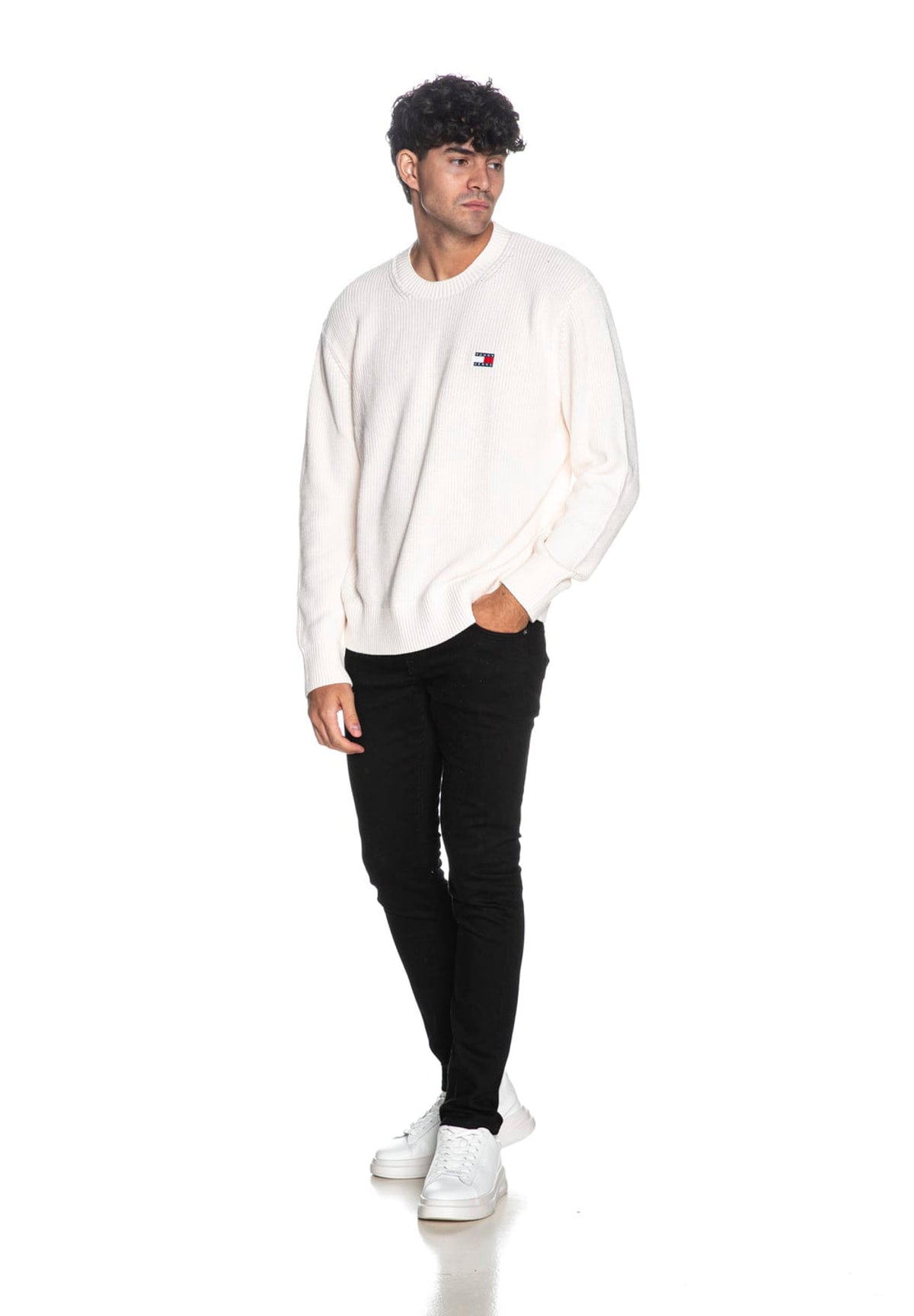 Maglione Girocollo Tjm Reg Badge Sweate DM0DM20923 Ancient White