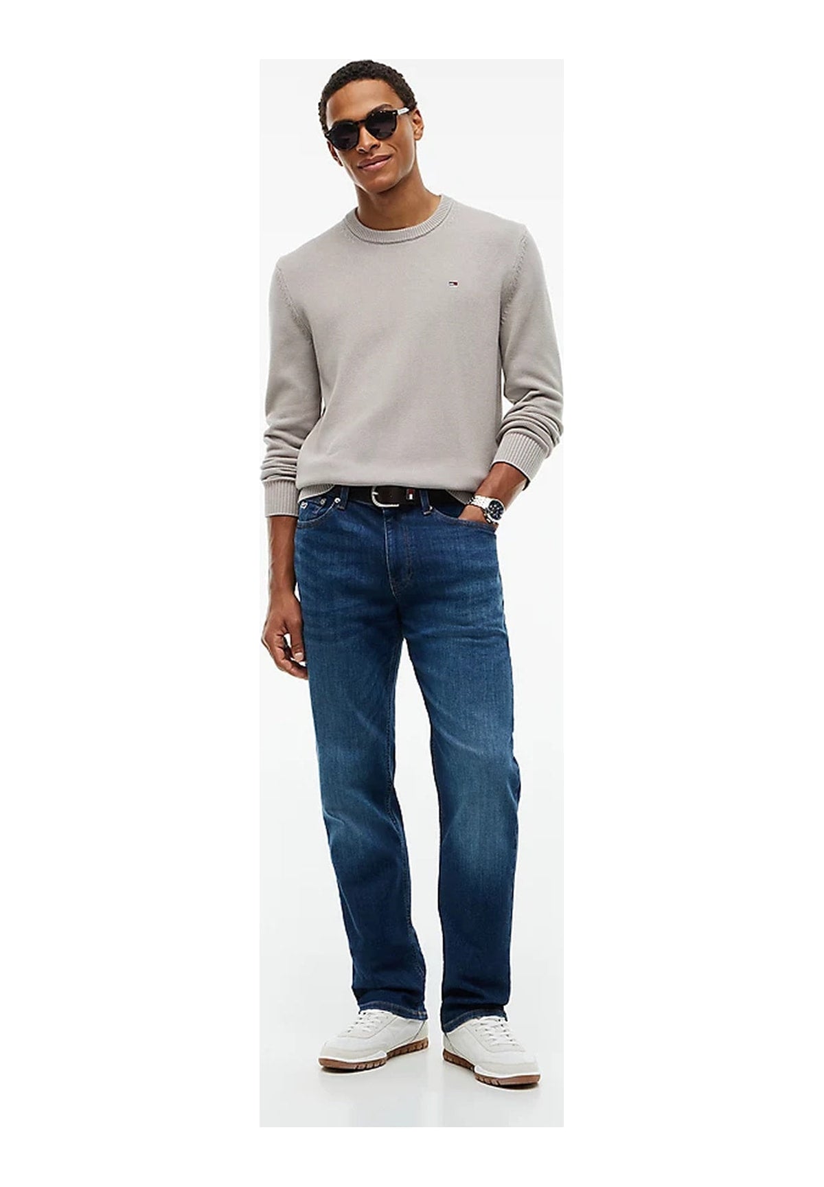 Maglione Girocollo Tjm Slim Ess Sweater DM0DM21787 Limestone Dust