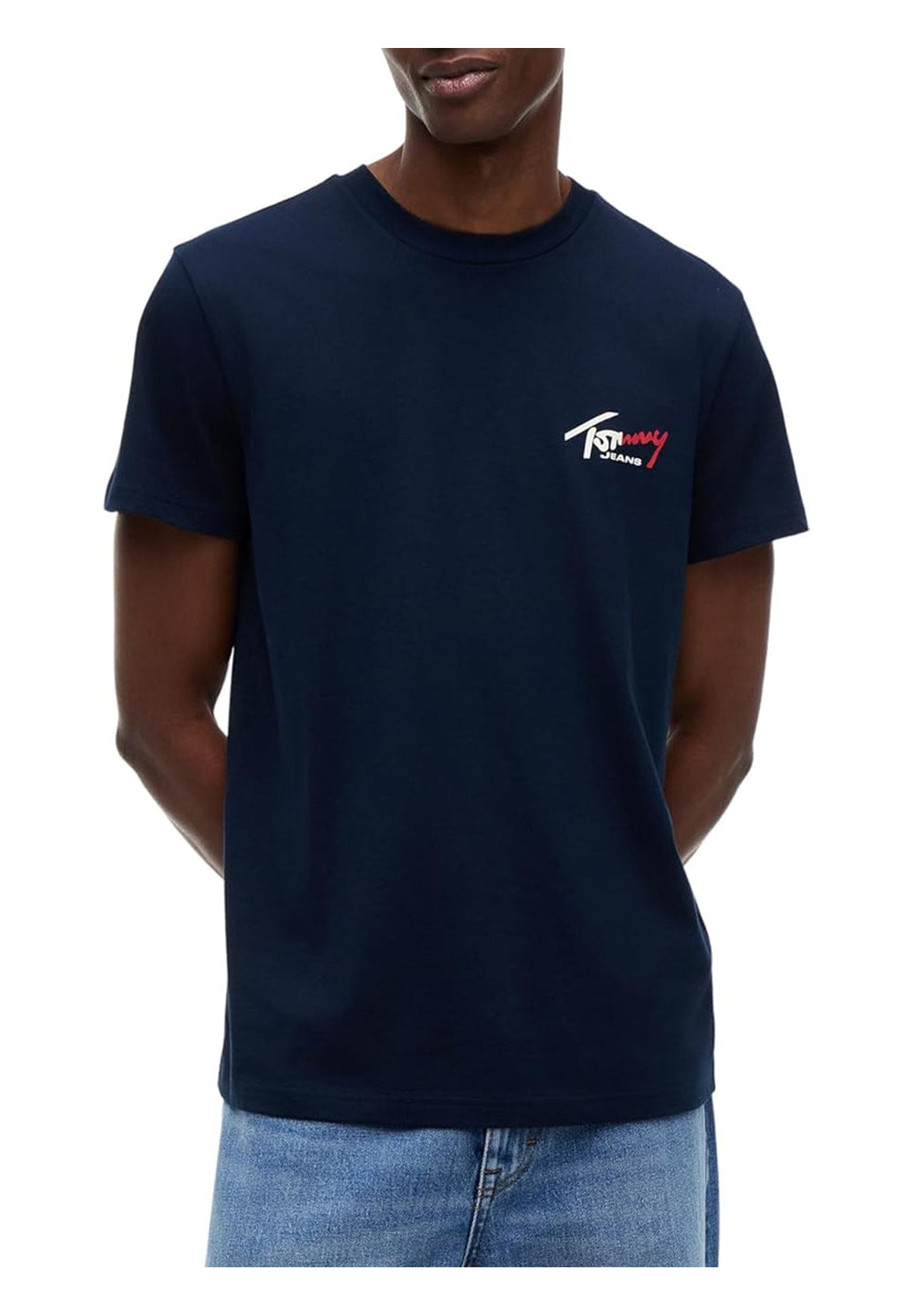 T-shirt a Maniche Corte Tjm Slim Sign Chest DM0DM22538 Dark Night Navy