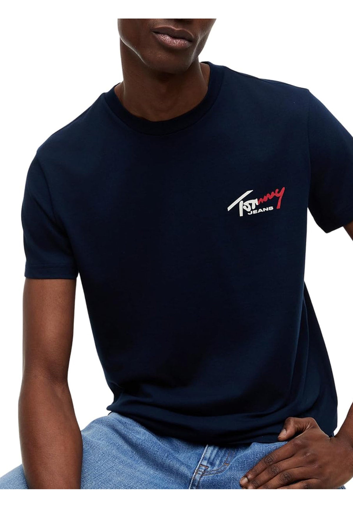 T-shirt a Maniche Corte Tjm Slim Sign Chest DM0DM22538 Dark Night Navy