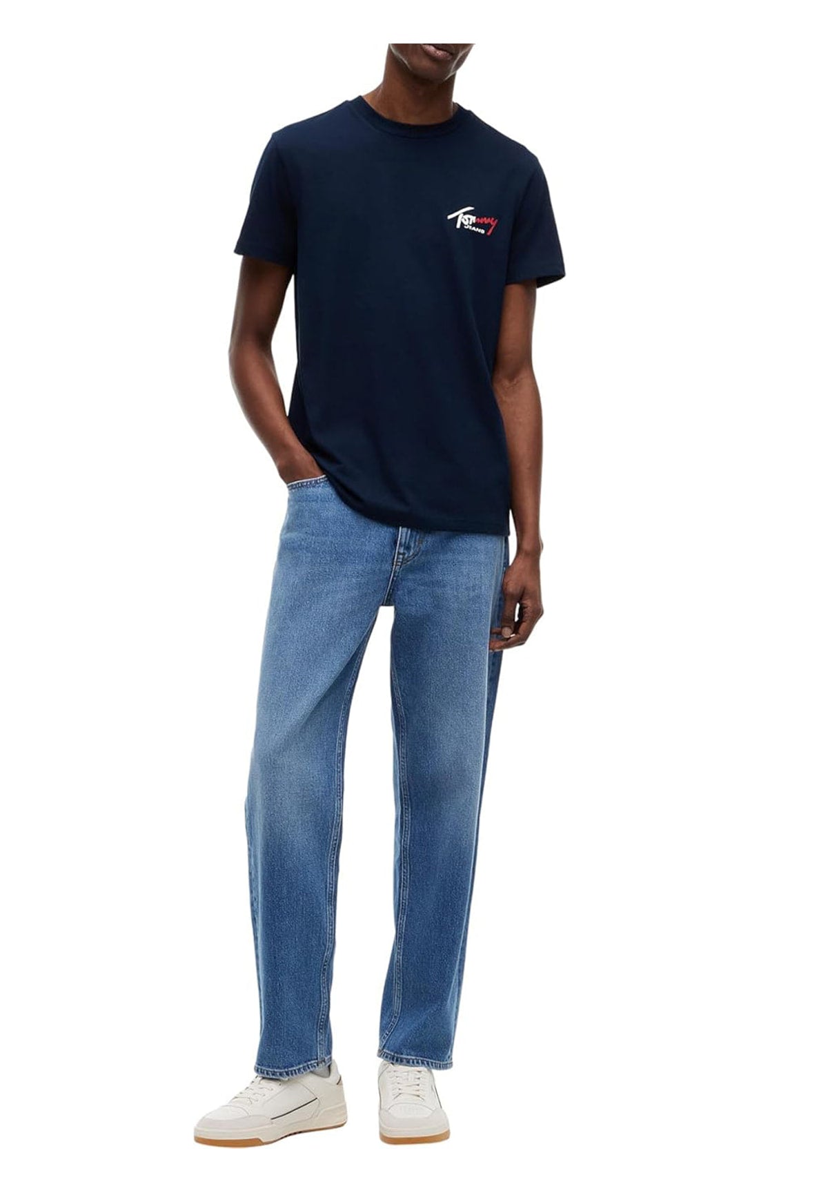 T-shirt a Maniche Corte Tjm Slim Sign Chest DM0DM22538 Dark Night Navy