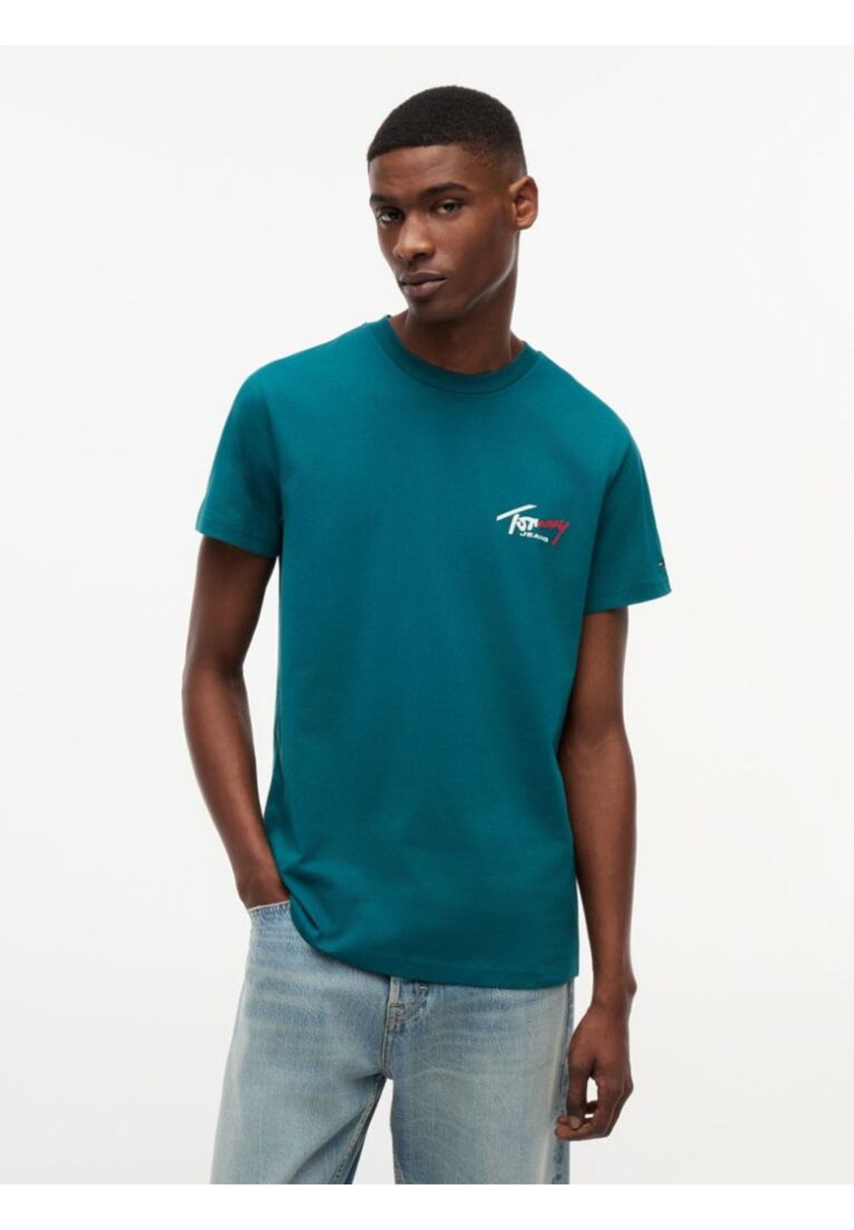 T-shirt a Maniche Corte Tjm Slim Sign Chest DM0DM22538 Polar Teal