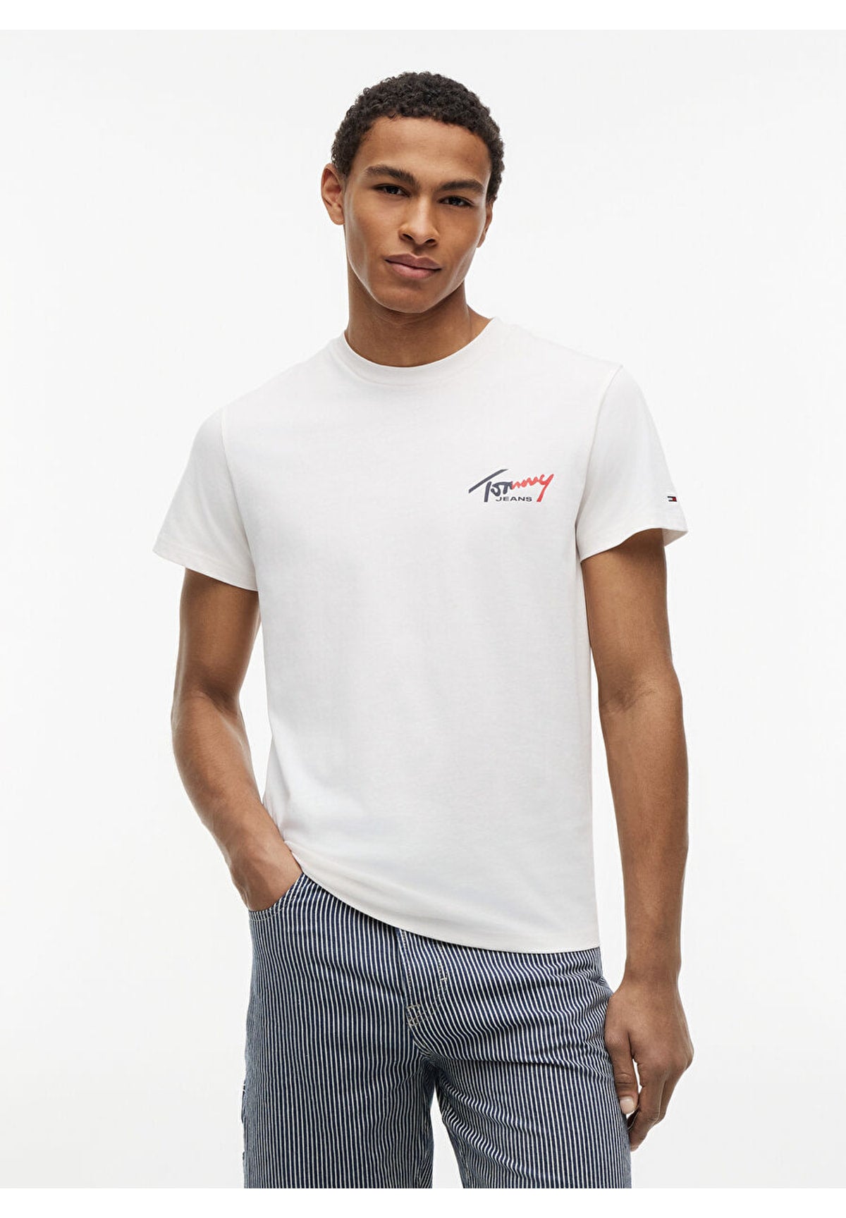 T-shirt a Maniche Corte Tjm Slim Sign Chest DM0DM22538 Ancient White