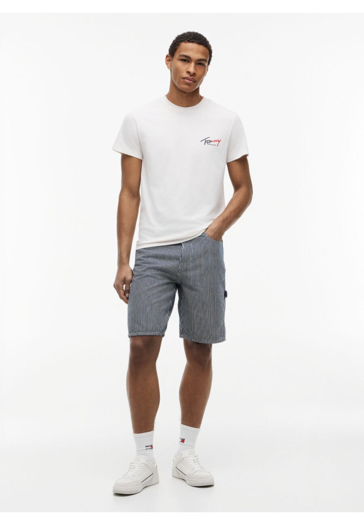 T-shirt a Maniche Corte Tjm Slim Sign Chest DM0DM22538 Ancient White