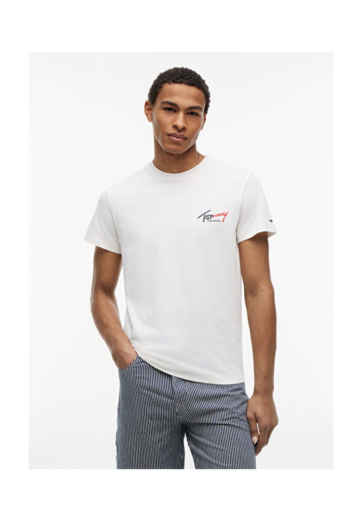 T-shirt a Maniche Corte Tjm Slim Sign Chest DM0DM22538 Ancient White
