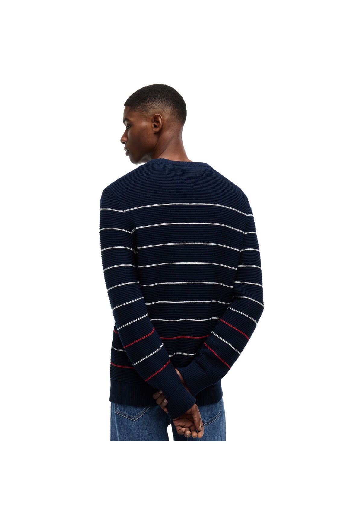 Maglione Girocollo Tjm Slim Stripe Swea DM0DM23384 Dark Night Navy Stripe