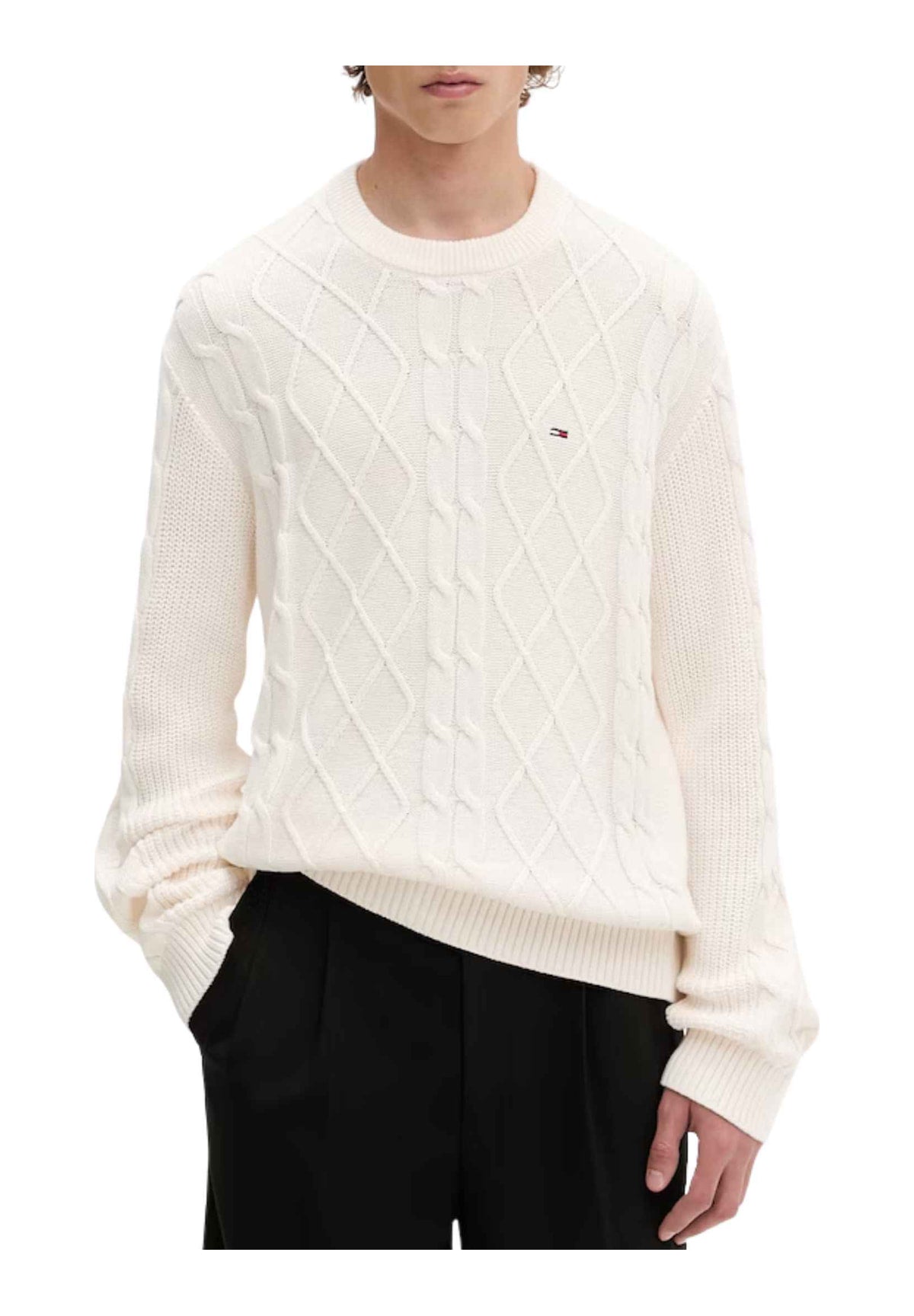 Maglione Girocollo Tjm Reg Classic Flag DM0DM23405 Off White