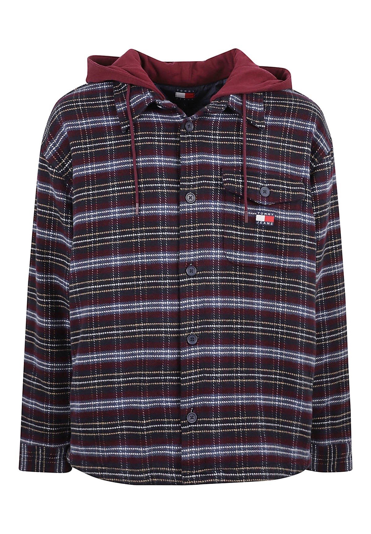 Camicia Overshirt Tjm Logo Hooded Over DM0DM23521 Calypso Berry Check