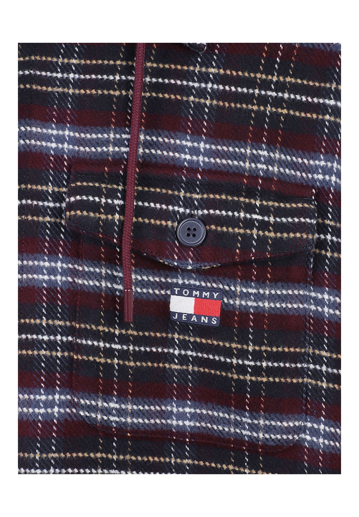 Camicia Overshirt Tjm Logo Hooded Over DM0DM23521 Calypso Berry Check