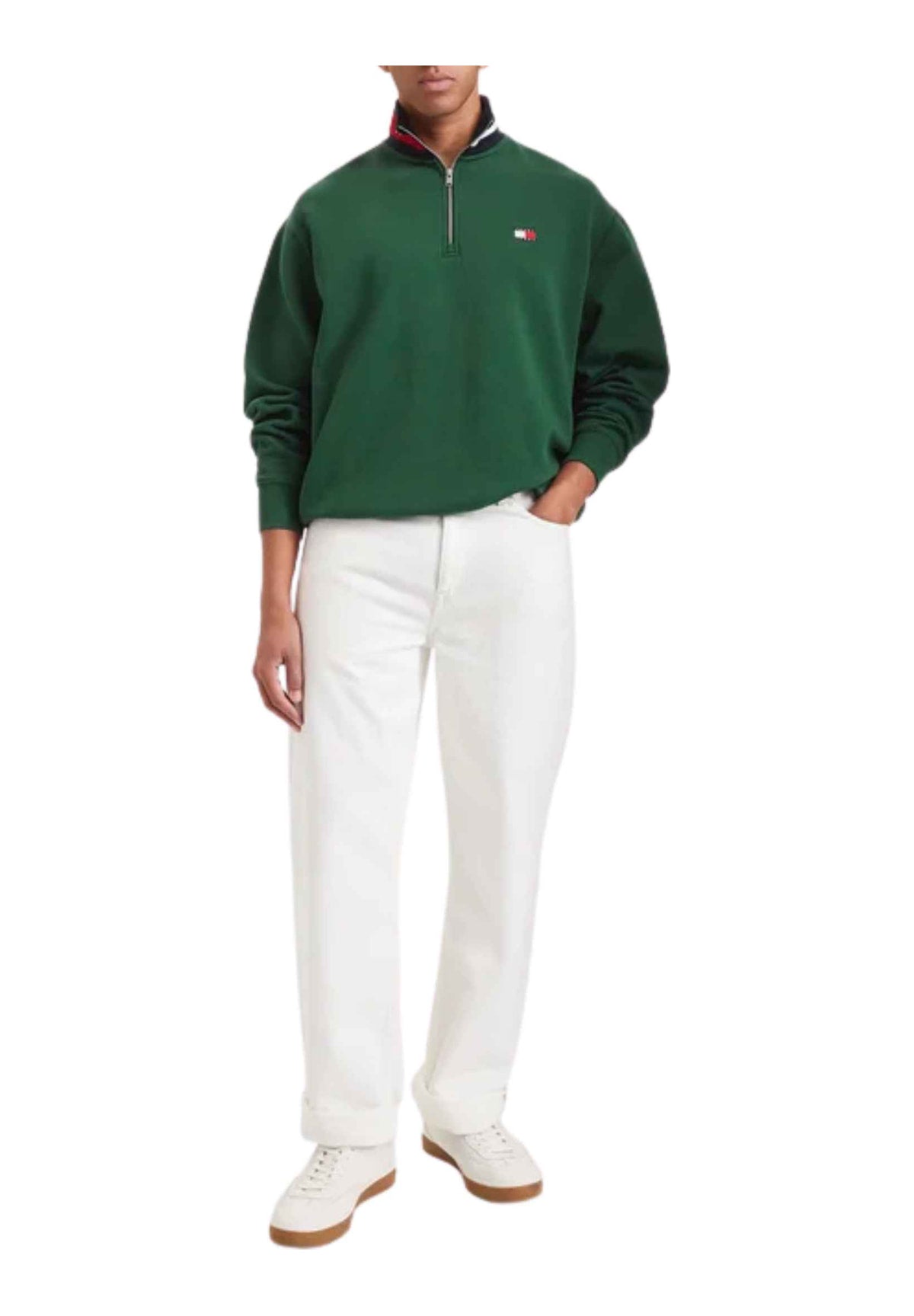 Felpa Mezza Zip Tjm Rlx Branded Coll DM0DM23605 Velvet Green