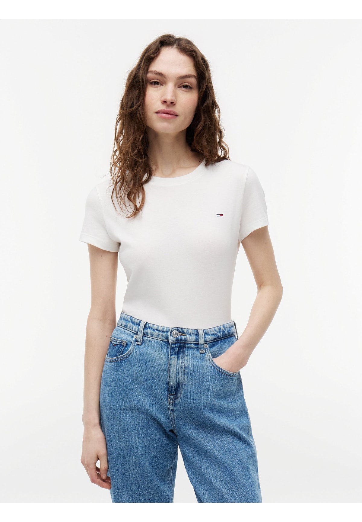 T-shirt a Maniche Corte Tjw Slim C-Neck Tee DW0DW20459 Ecru