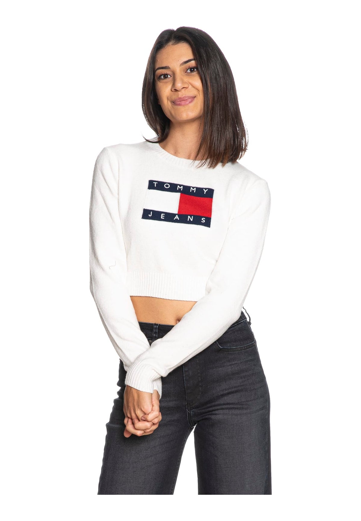 Maglione Girocollo Tjw Sparkle Flag Swe DW0DW21690 Off White