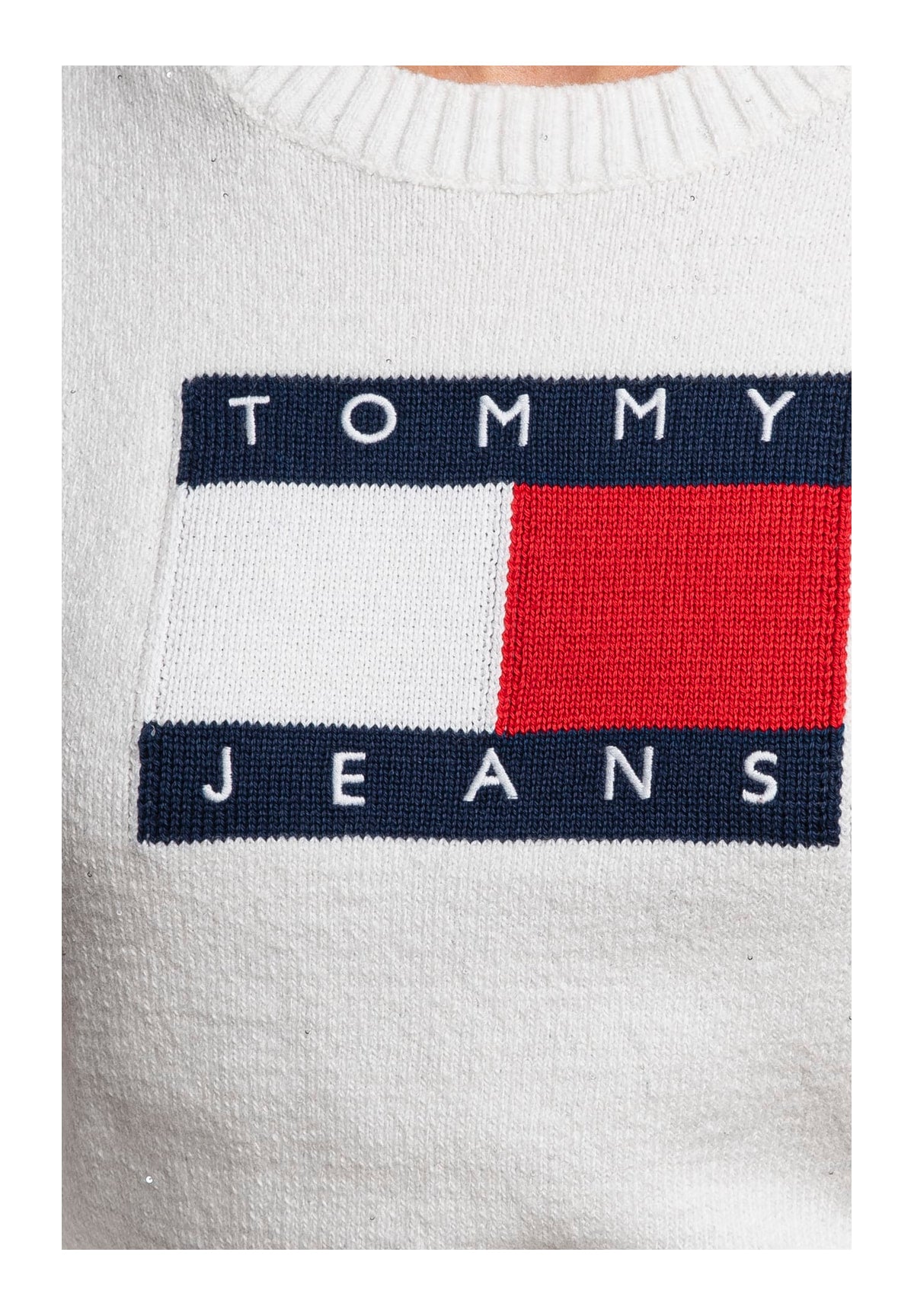 Maglione Girocollo Tjw Sparkle Flag Swe DW0DW21690 Off White