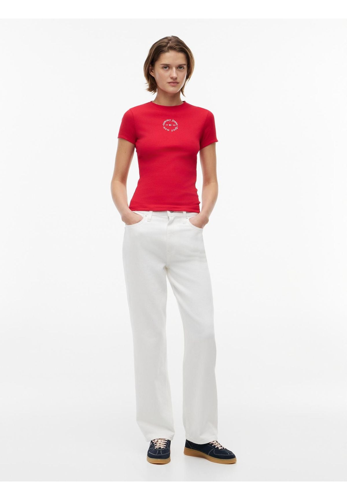 T-shirt a Maniche Corte Tjw Slim Ess Logo2 R DW0DW22807 Amaryllis Red
