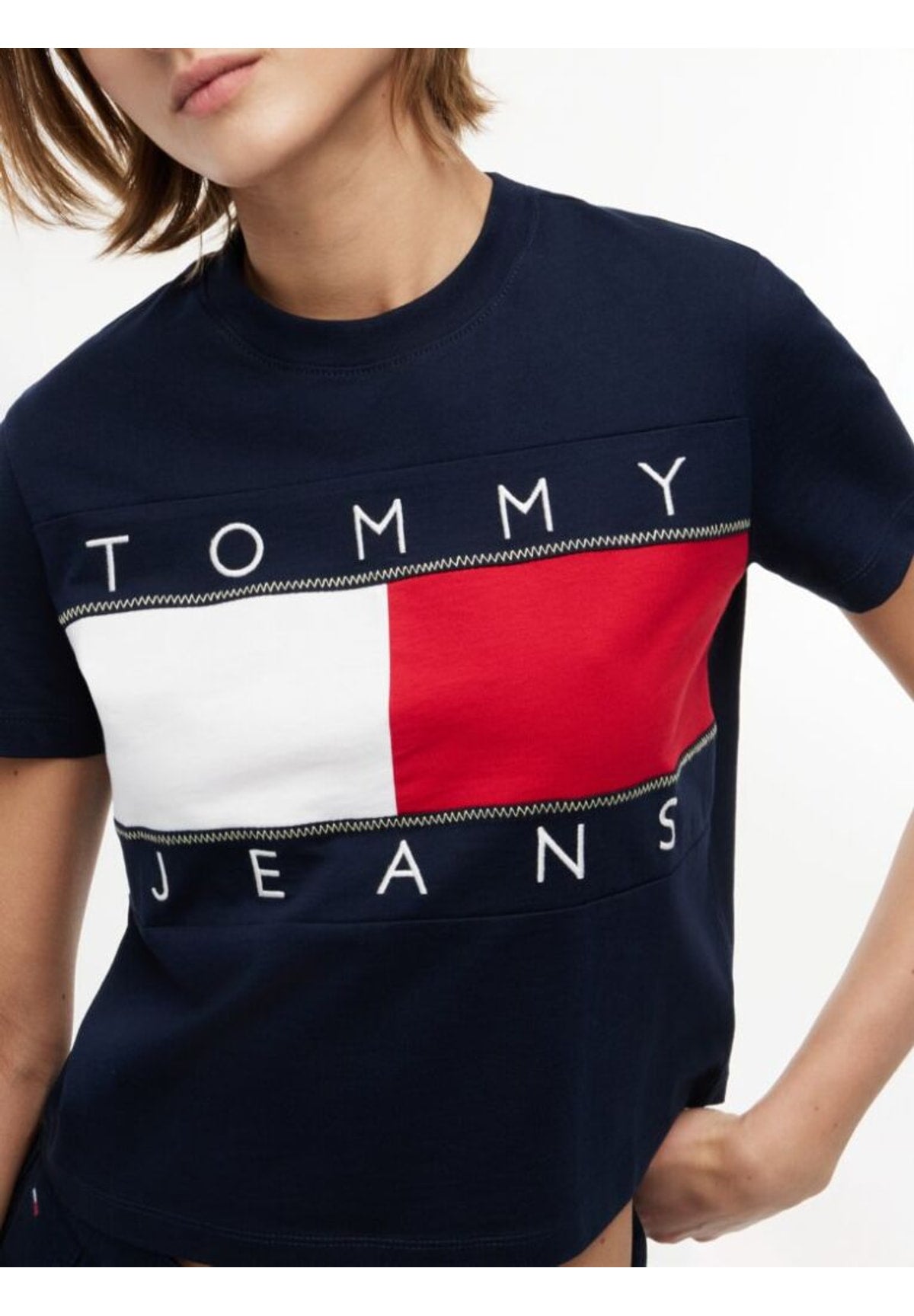 T-shirt a Maniche Corte Tjw Reg Flag Ss Tee DW0DW22818 Dark Night Navy