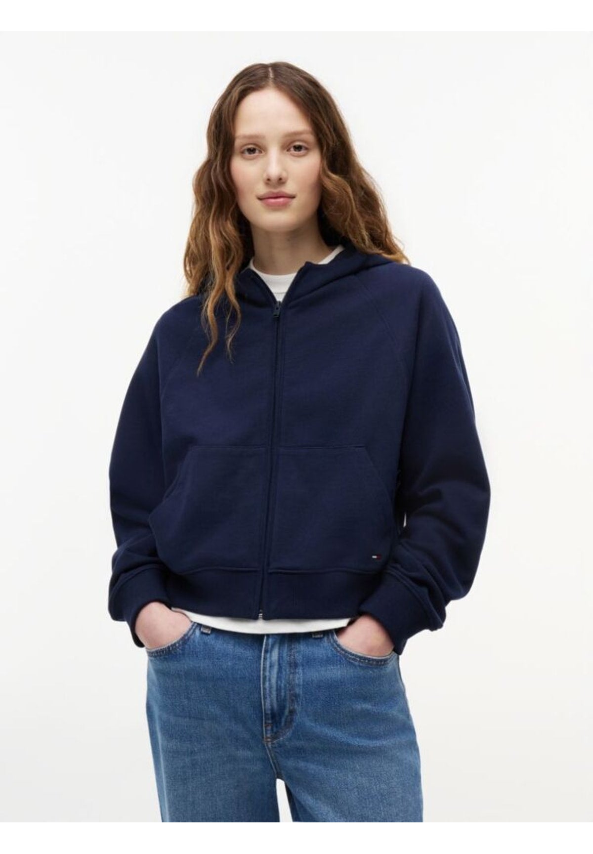 Felpa Full-Zip con Cappuccio Tjw Bxy S Flag Zip T DW0DW22834 Dark Night Navy