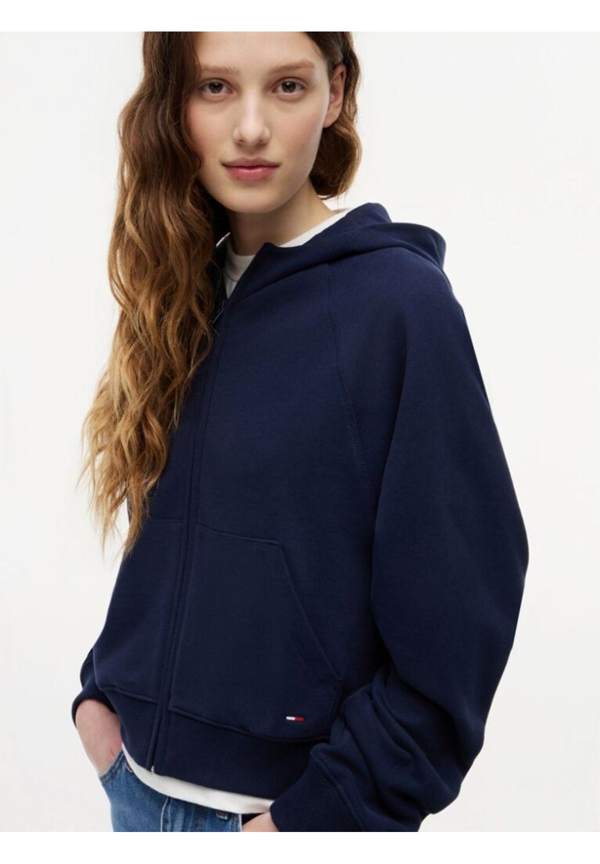 Felpa Full-Zip con Cappuccio Tjw Bxy S Flag Zip T DW0DW22834 Dark Night Navy