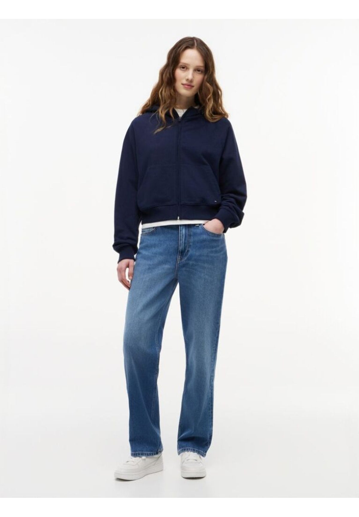 Felpa Full-Zip con Cappuccio Tjw Bxy S Flag Zip T DW0DW22834 Dark Night Navy