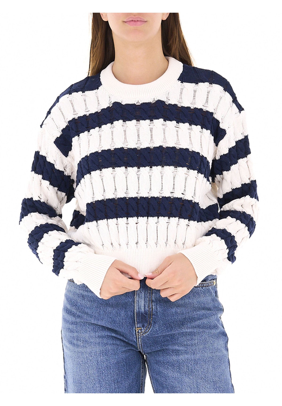 Maglione* Tjw Loose Cable Swea DW0DW22926 Dark Night Navy, Stripe