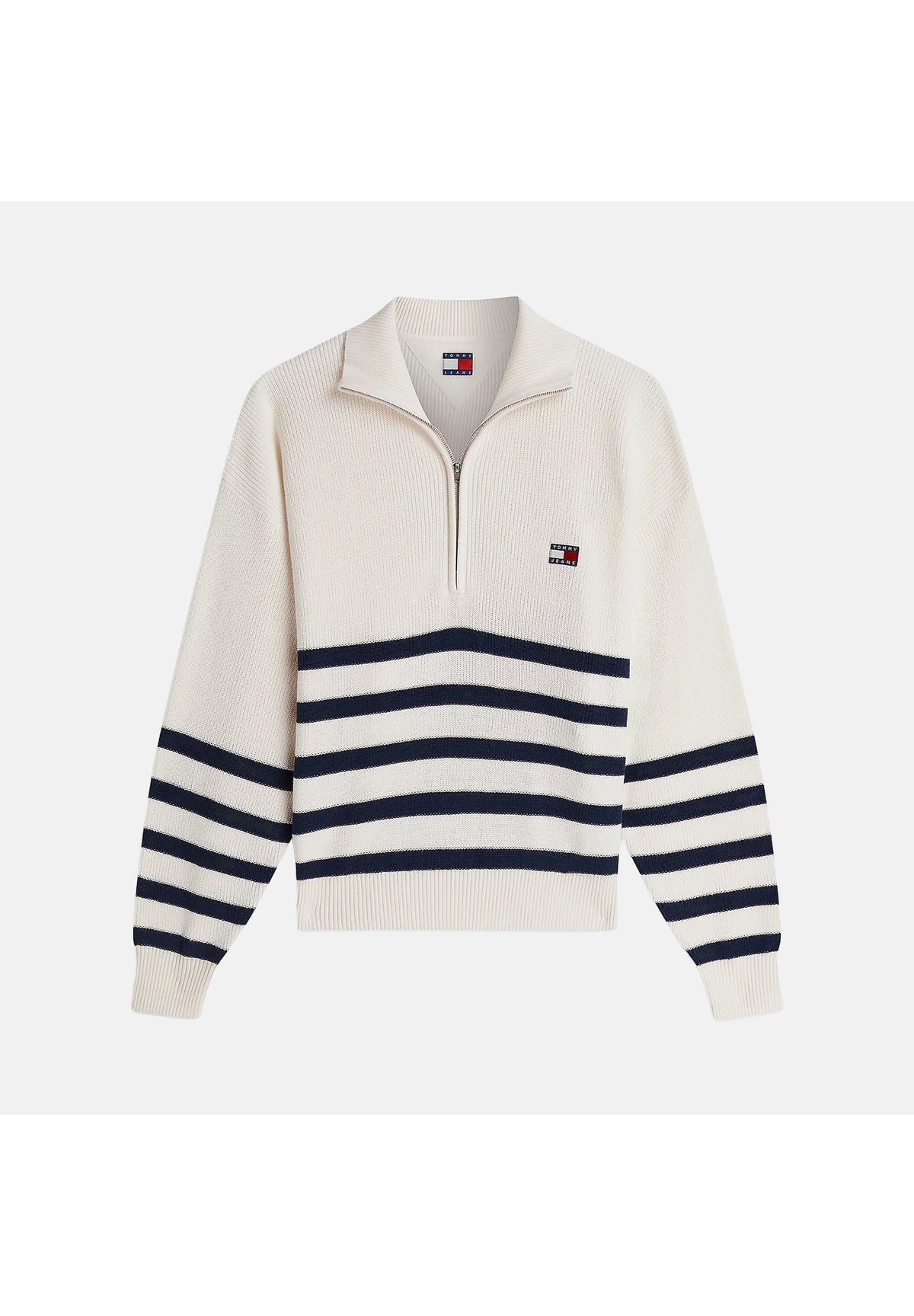 Maglione Collo Alto Tjw Quarter Zip Swea DW0DW22928 Ancient White, Stripe