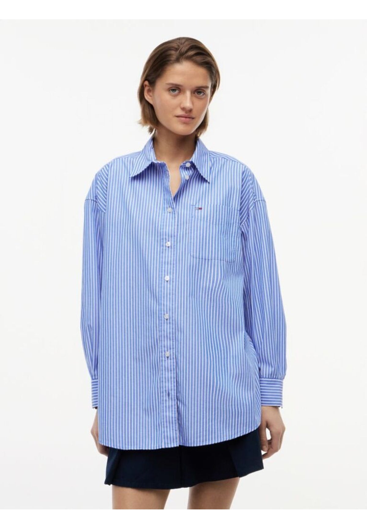 Camicia a Maniche Lunghe Tjw Ovs Essential Sh DW0DW22936 Noble Blue, Stripe