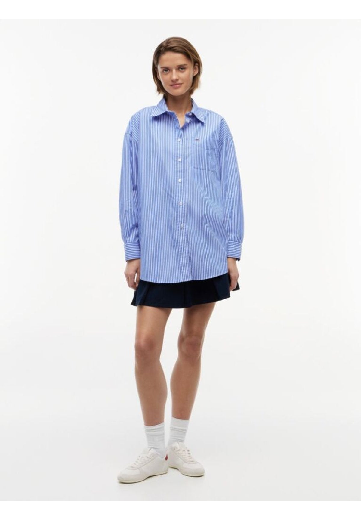 Camicia a Maniche Lunghe Tjw Ovs Essential Sh DW0DW22936 Noble Blue, Stripe