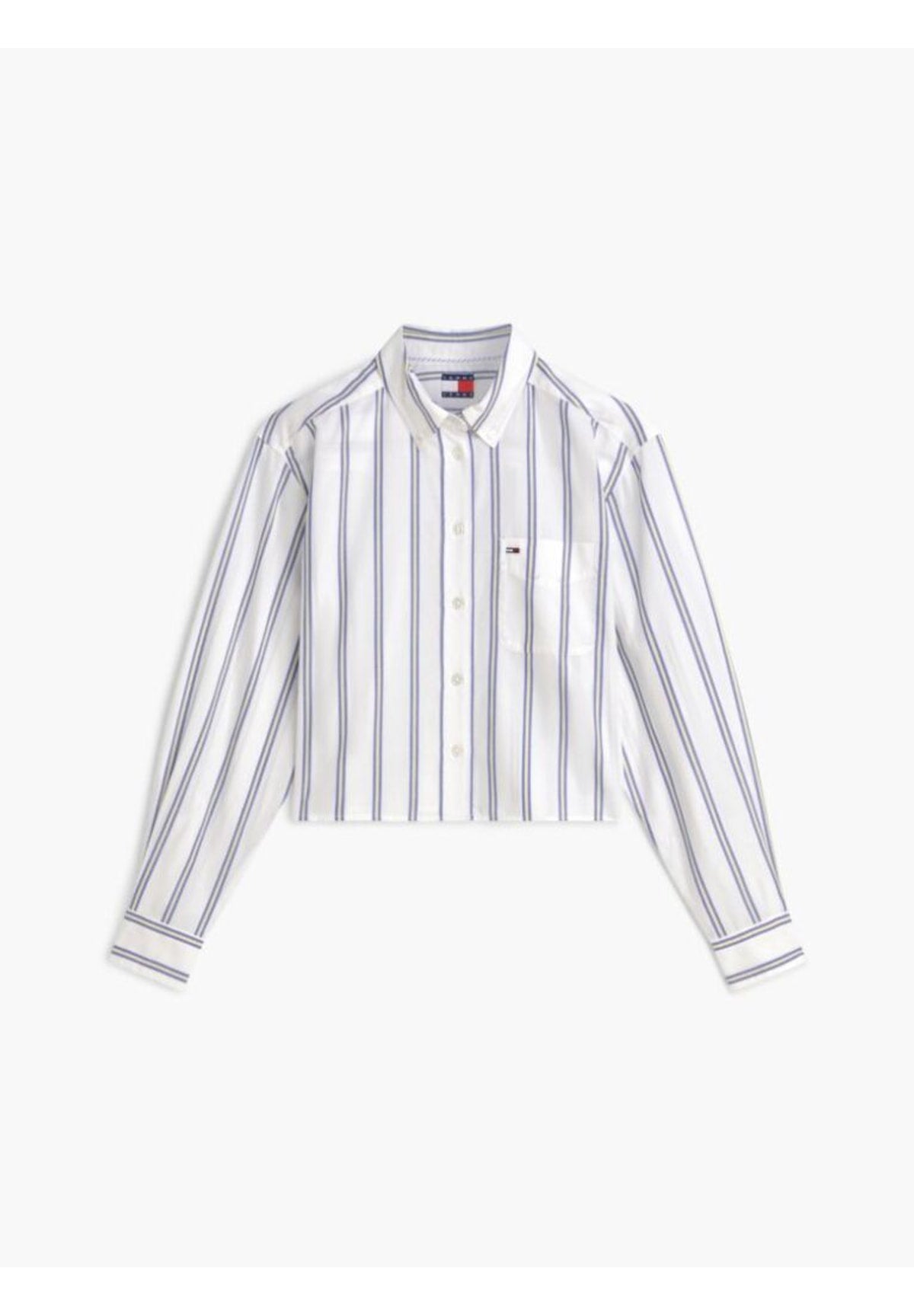 Camicia a Maniche Corte Tjw Rlx Crop Shirt DW0DW22943 Ecru, Multi Stripe