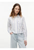 Tommy Jeans Camicia a Maniche Corte Tjw Rlx Crop Shirt DW0DW22943 Ecru, Multi Stripe
