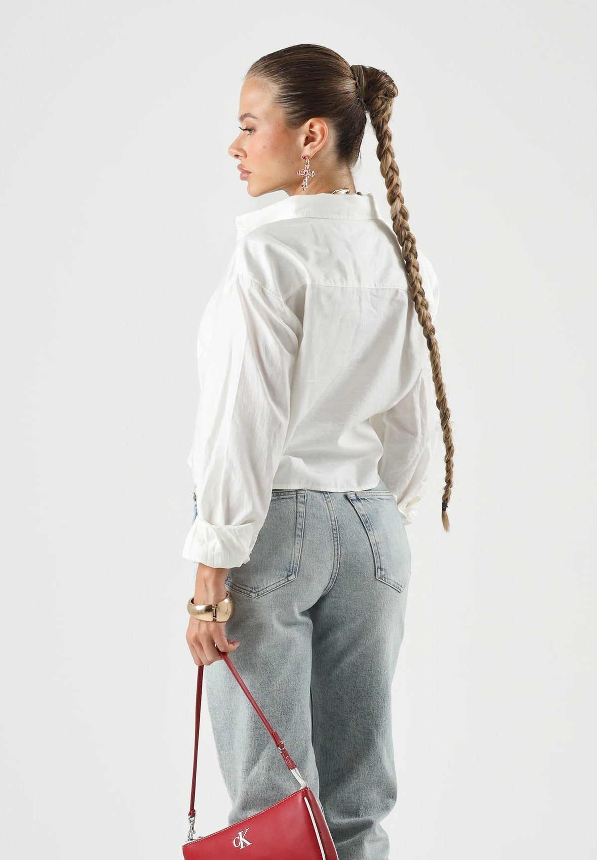 Camicia a Maniche Corte Tjw Rlx Crop Shirt DW0DW22943 Ecru