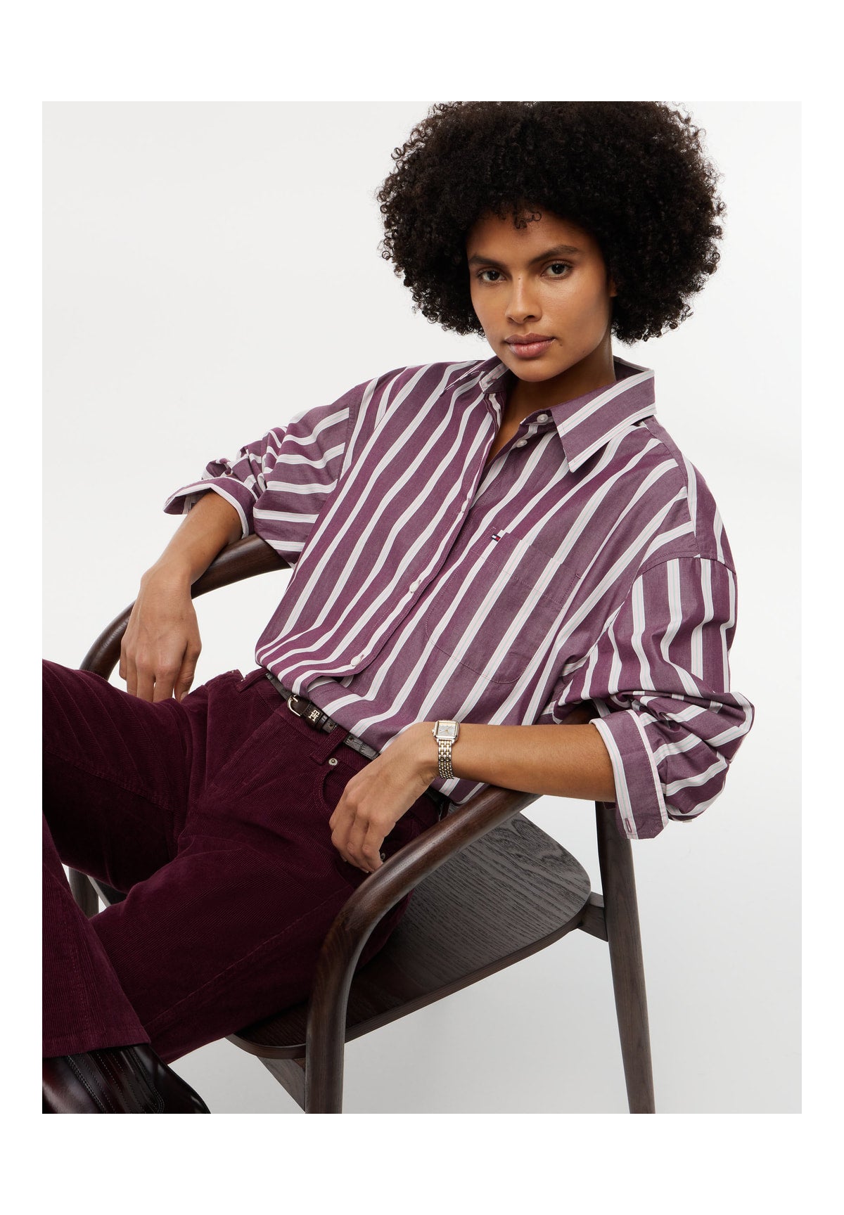Camicia a Maniche Lunghe Tjw Ovs Essential Sh DW0DW23340 Calypso Berry, Stripe