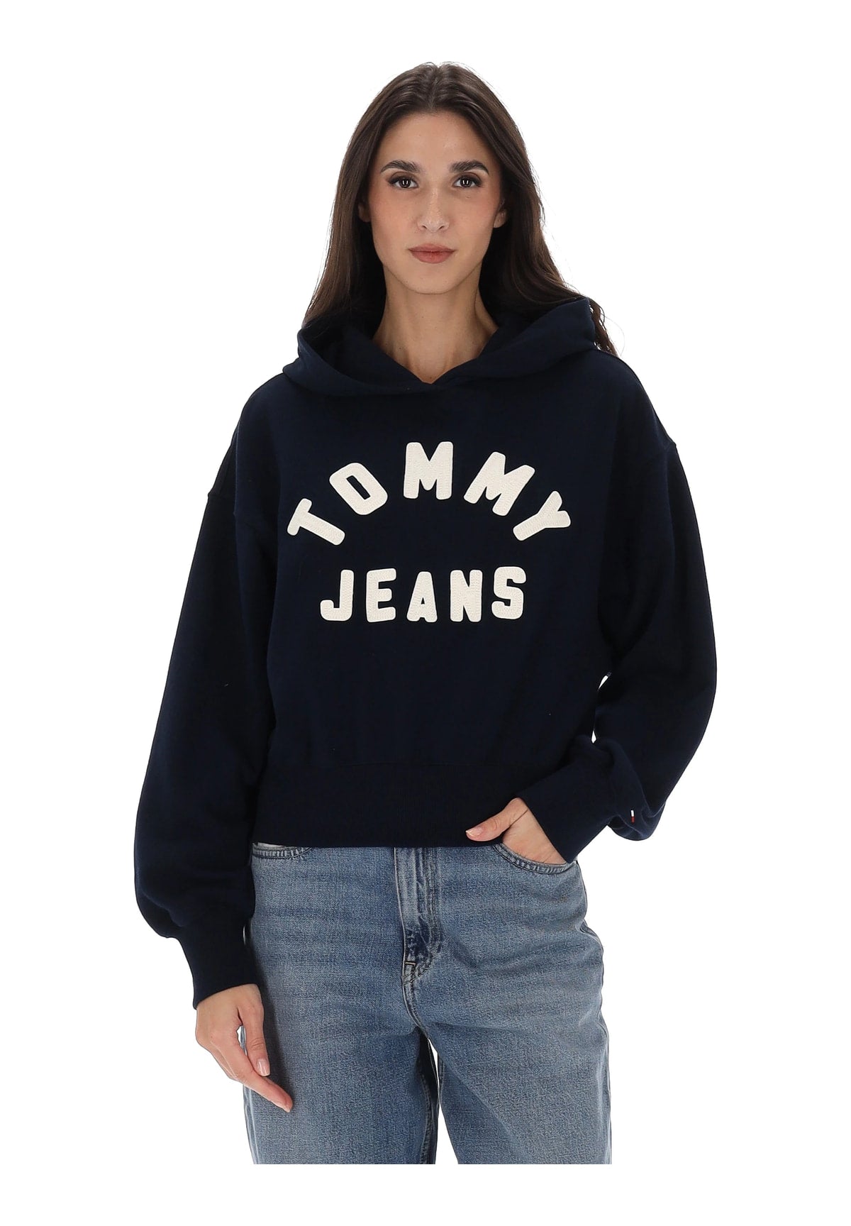 Felpa Pullover con Cappuccio Tjw Ovs Sh Tommy Arc DW0DW23455 Dark Blue