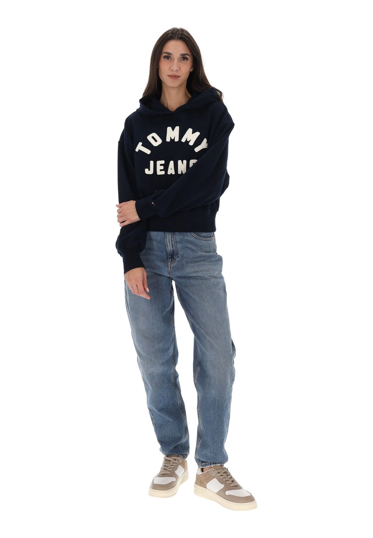Felpa Pullover con Cappuccio Tjw Ovs Sh Tommy Arc DW0DW23455 Dark Blue