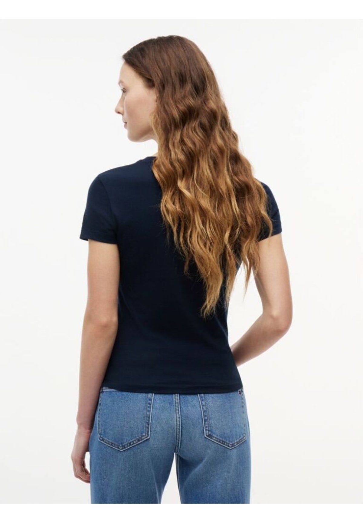 T-shirt a Maniche Corte Tjw Slim Ess Logo 1 DW0DW23479 Dark Night Navy