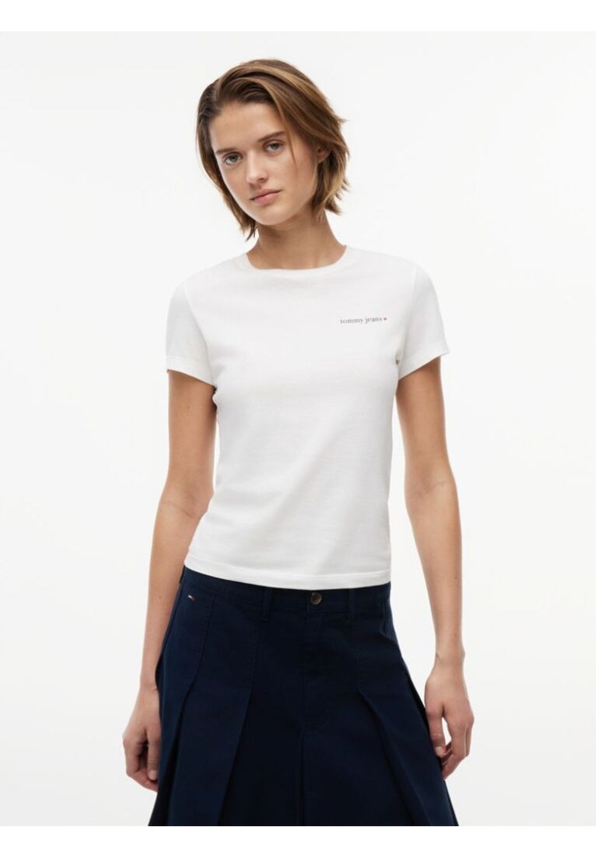 T-shirt a Maniche Corte Tjw Slim Ess Logo 1 DW0DW23479 Ecru