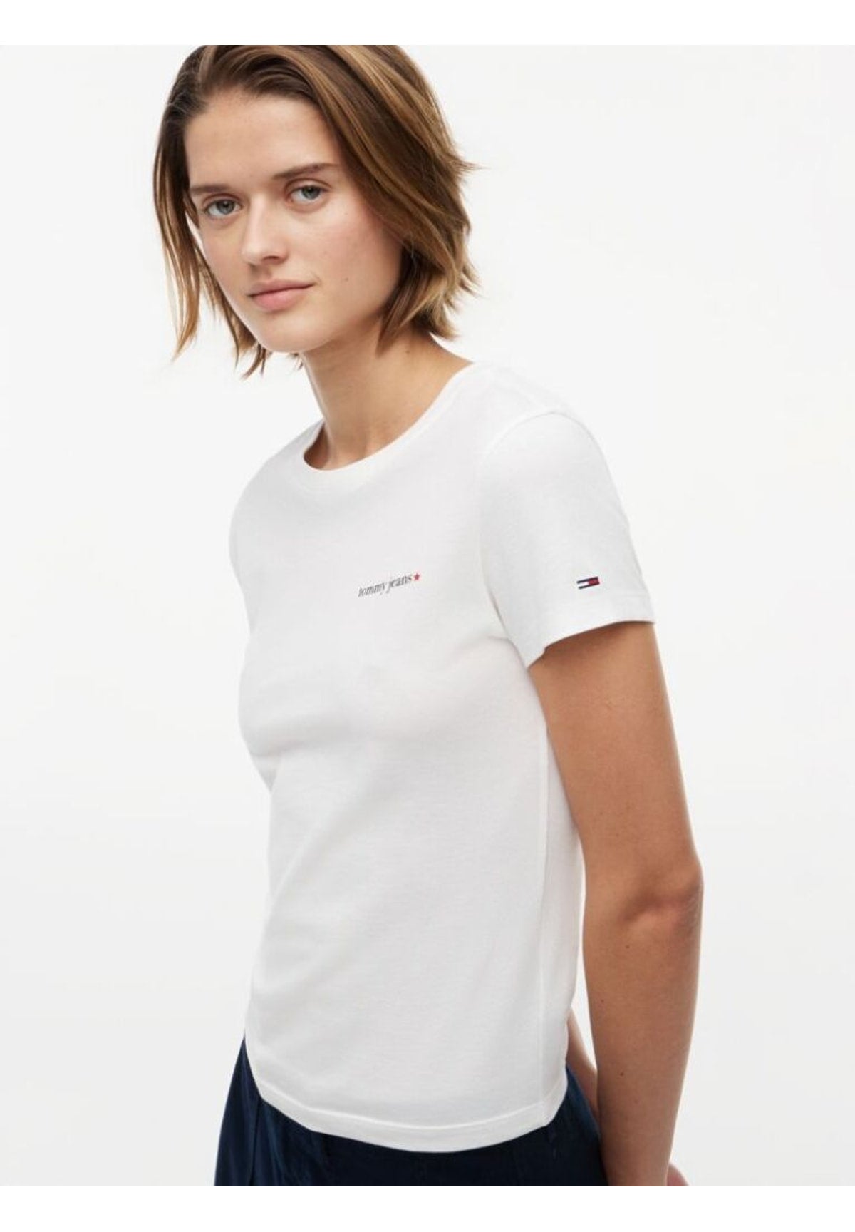 T-shirt a Maniche Corte Tjw Slim Ess Logo 1 DW0DW23479 Ecru