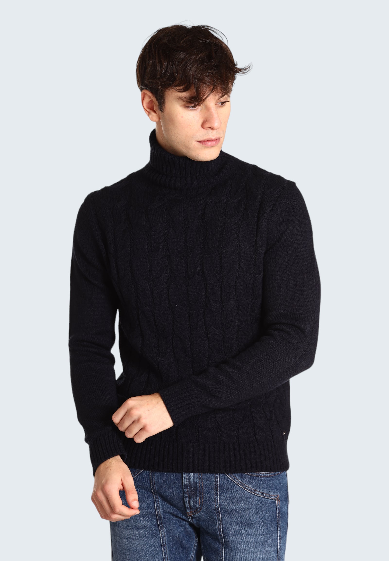 Maglione Collo Alto Mk590027 Blu