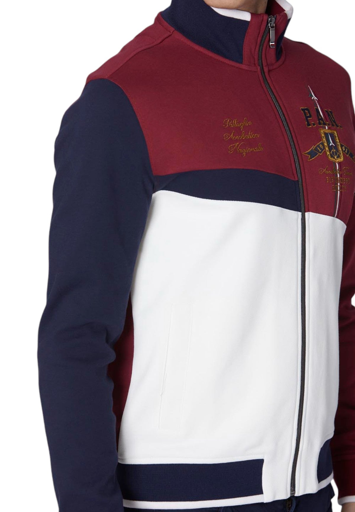 Felpa Full-Zip 242FE1945F564 Burgundy, Milk White