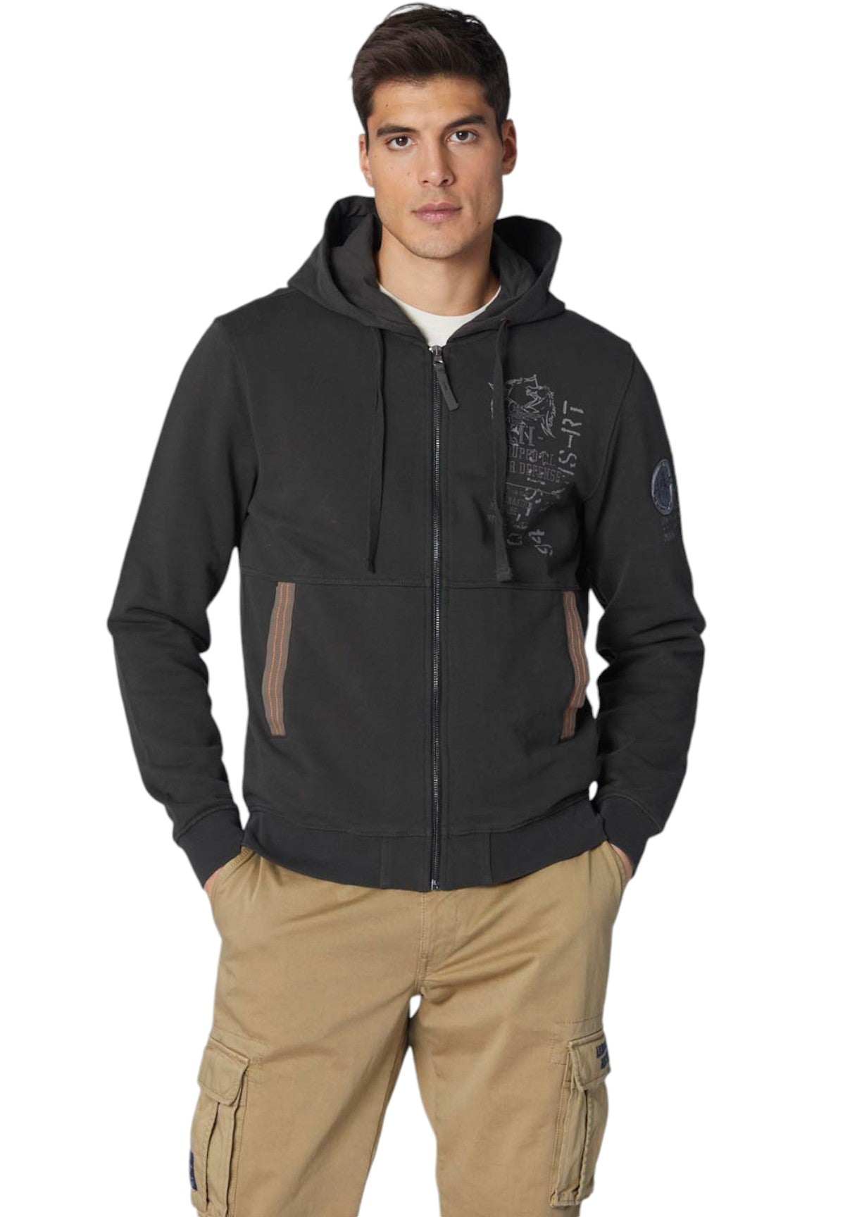 Felpa Full-Zip con Cappuccio 242FE1952F511 Dark Musk