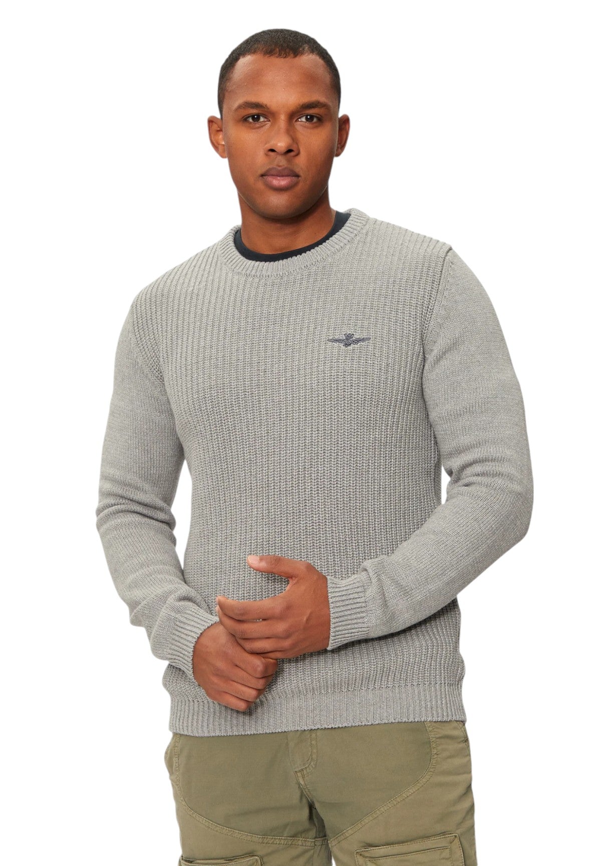 Maglione Girocollo 242MA1453L409 Grigio Melange